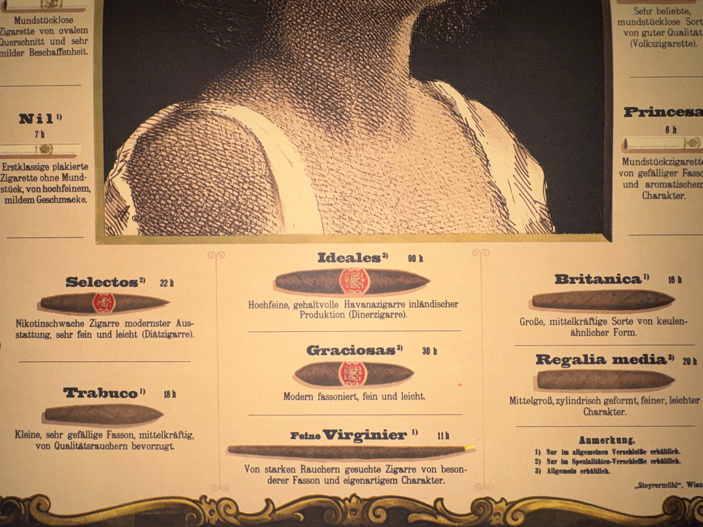 Tabak-Regie um 1900 Werbung | Zigarren Zigaretten Reklame Vintage