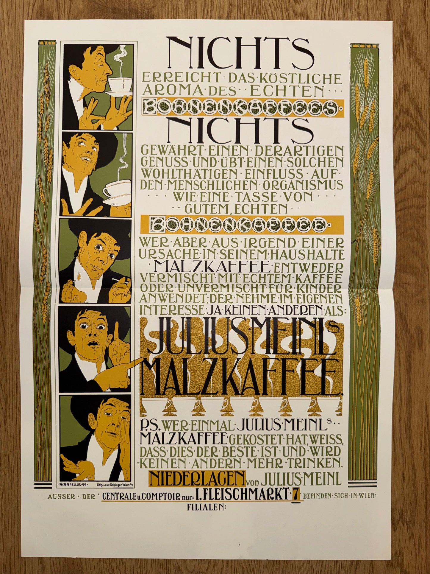 Julius Meinl Malzkaffee 1899 | Jugendstil Plakat Typografie Kaffee Reklame