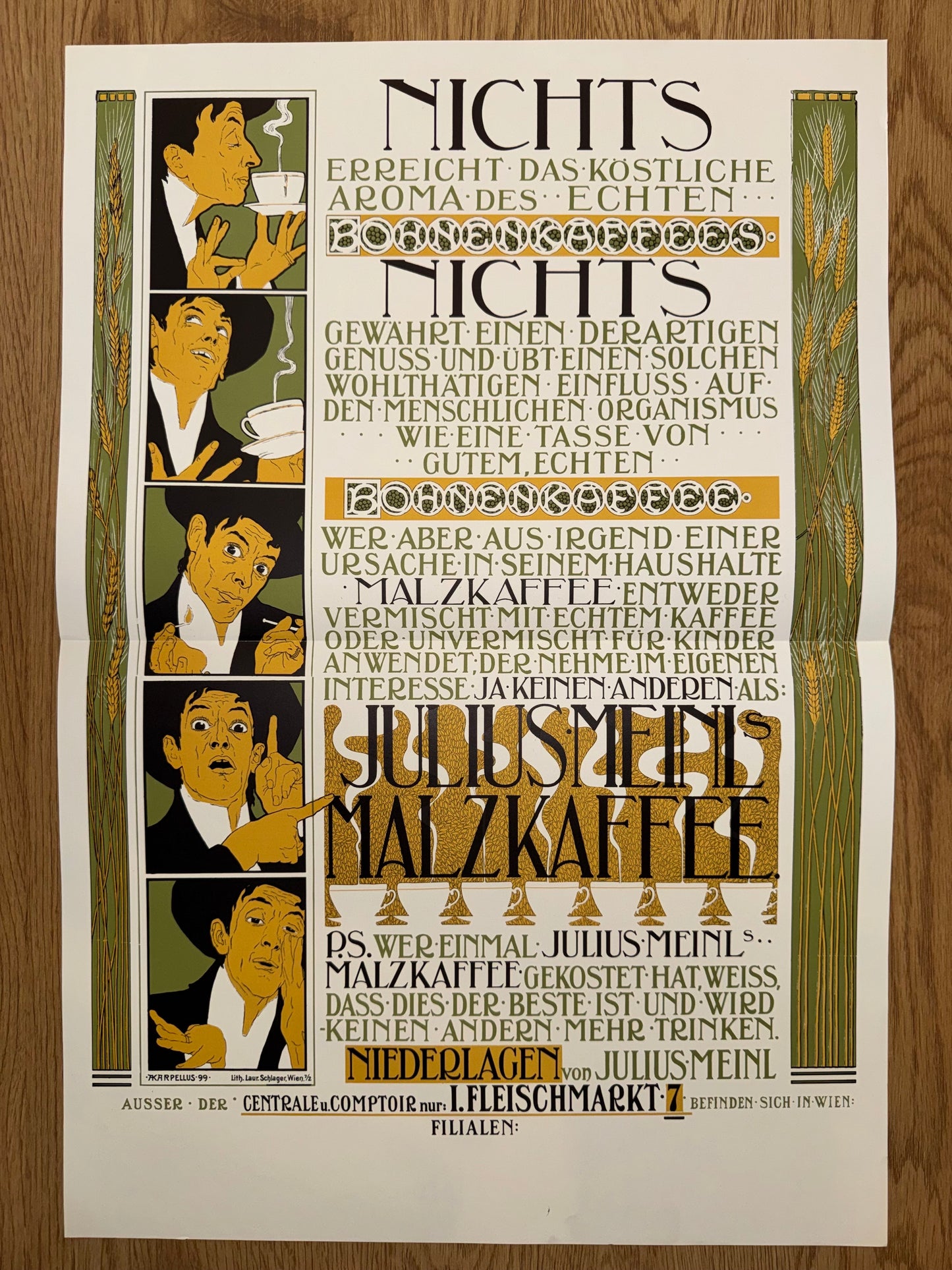 Julius Meinl Malzkaffee 1899 | Jugendstil Plakat Typografie Kaffee Reklame
