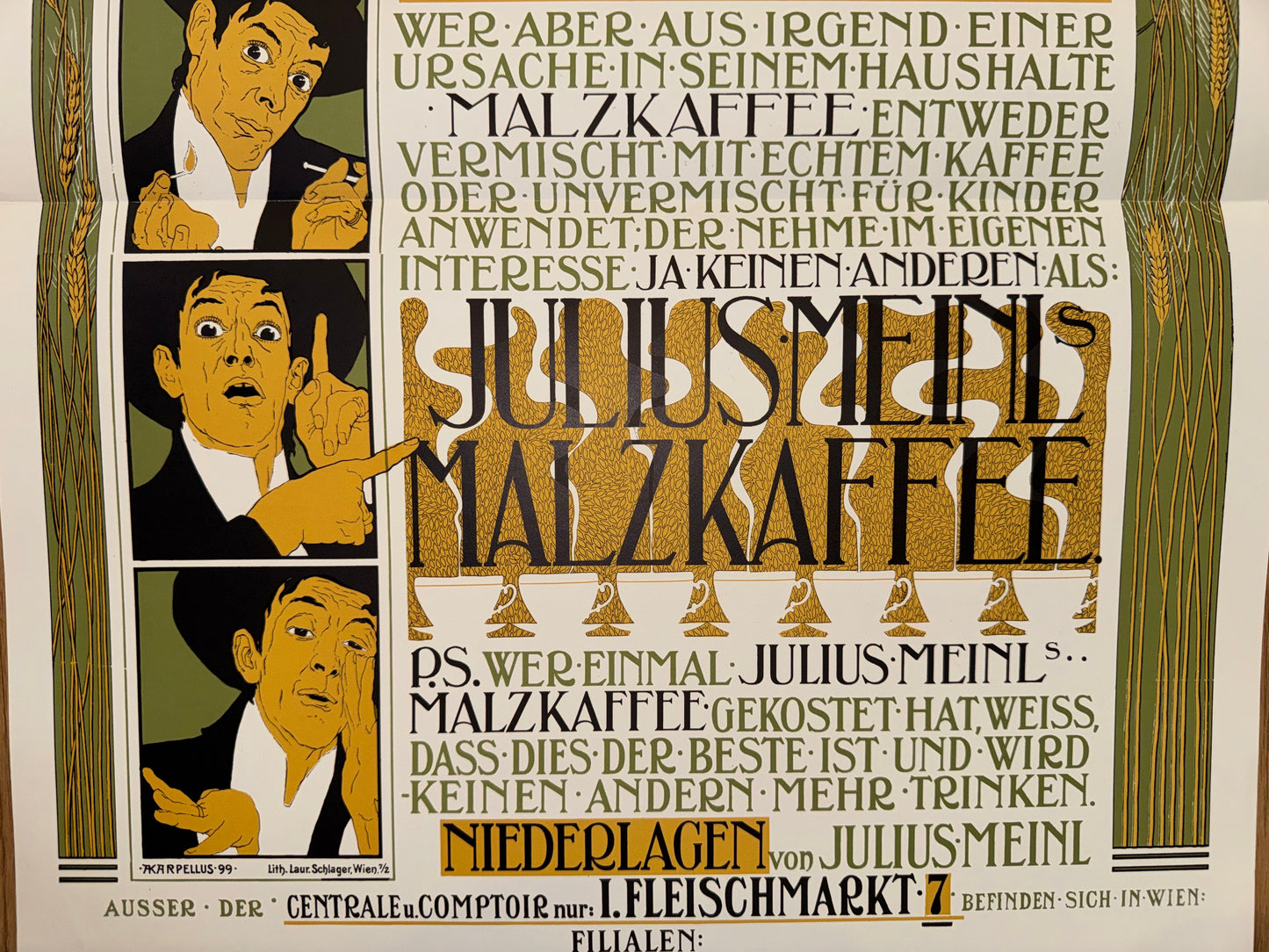 Julius Meinl Malzkaffee 1899 | Jugendstil Plakat Typografie Kaffee Reklame