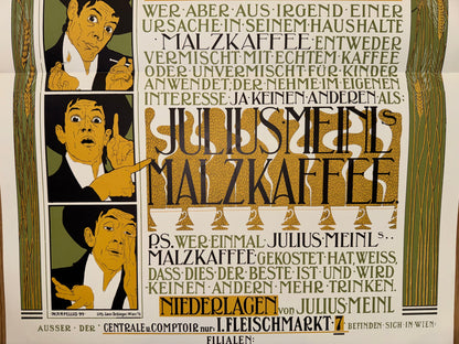 Julius Meinl Malzkaffee 1899 | Jugendstil Plakat Typografie Kaffee Reklame