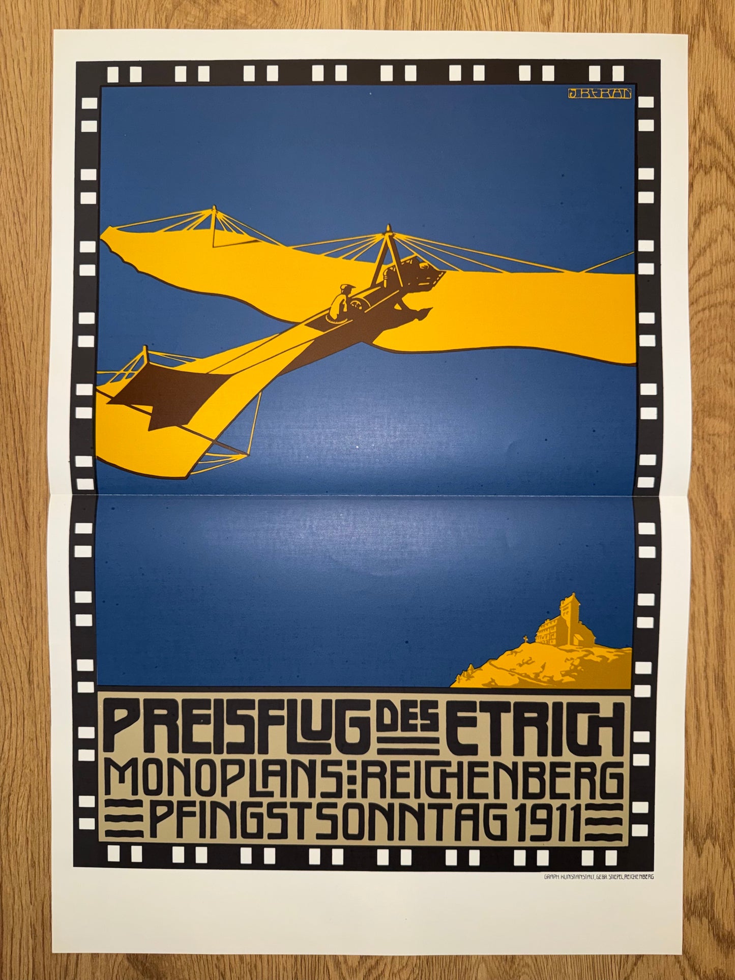 Beran Etrich Monoplan 1911 | Jugendstil Plakat | Art Nouveau Poster | Flugzeug Werbung