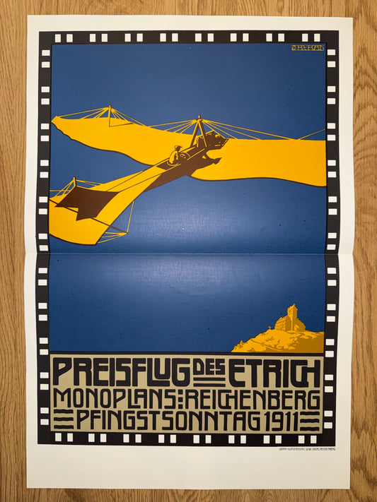 Beran Etrich Monoplan 1911 | Jugendstil Plakat | Art Nouveau Poster | Flugzeug Werbung