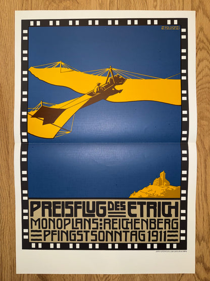 Beran Etrich Monoplan 1911 | Jugendstil Plakat | Art Nouveau Poster | Flugzeug Werbung