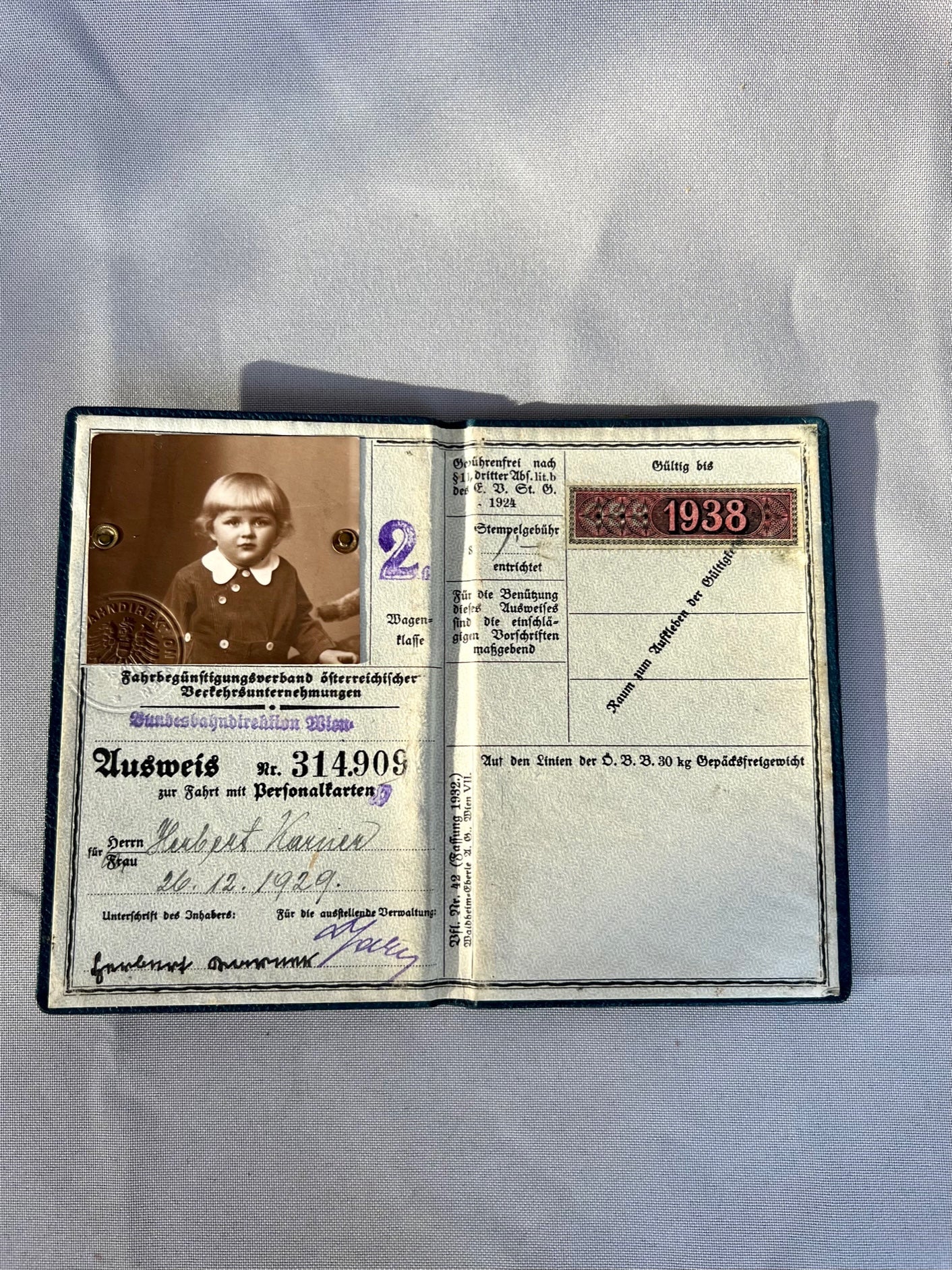 ÖBB Fahrausweis 1938