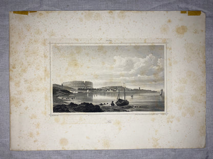 Stahlstich Pula Istrien 1850 | Kroatien Colosseum Arena | Pola Istrien Mittelmeer Adria
