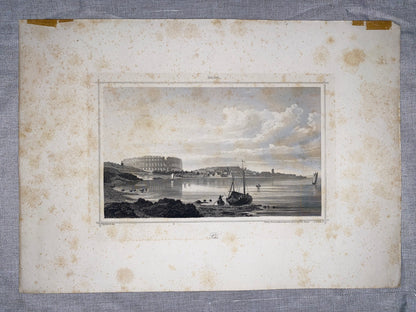Stahlstich Pula Istrien 1850 | Kroatien Colosseum Arena | Pola Istrien Mittelmeer Adria