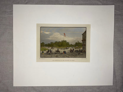 Wien Prater 1850 kolorierter Stahlstich | Eingang in den Prater | Österreich Leopoldstadt