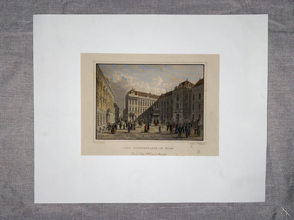 Original Stahlstich Wien 1850 | Josephsplatz Hofburg | Historische Stadtansicht