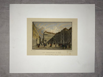 Original Stahlstich Wien 1850 | Josephsplatz Hofburg | Historische Stadtansicht