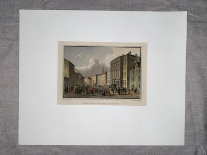 1830 Der Mehl-Markt in Wien Original Stahlstich | Alt-Wien Ansicht mit Passepartout