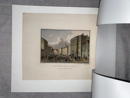 1830 Der Mehl-Markt in Wien Original Stahlstich | Alt-Wien Ansicht mit Passepartout