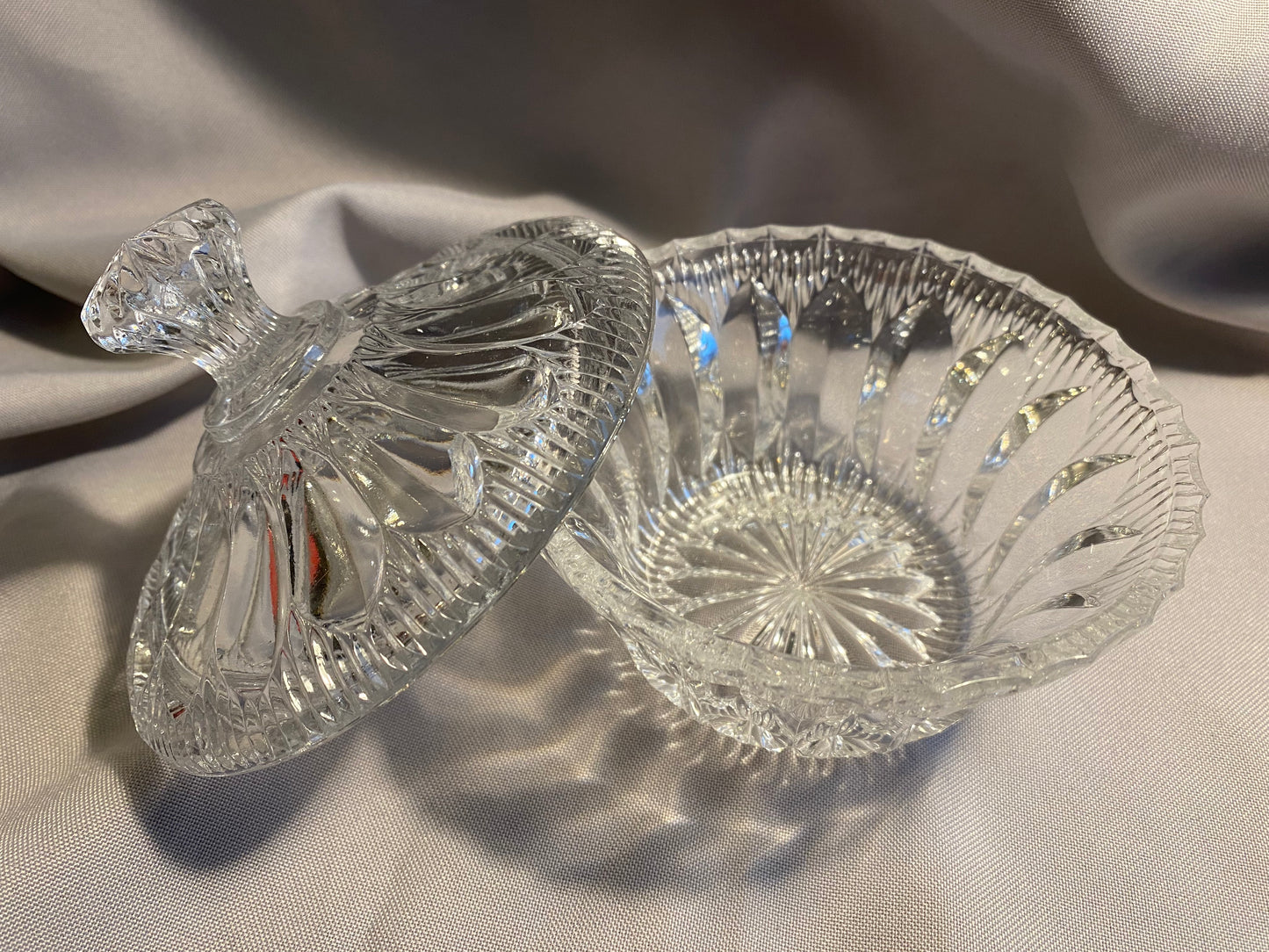 Kristallglas Schale mit Deckel 1940er