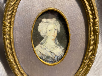 Miniatur-Gemälde Dame Österreich 1850er