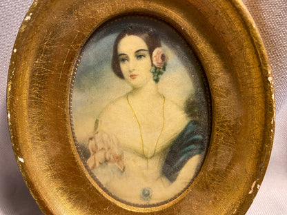 Miniatur-Gemälde junge Frau Österreich-Ungarn 1850er