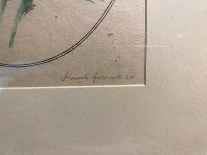 Schmetterling auf Distel signierte Grafik 1924