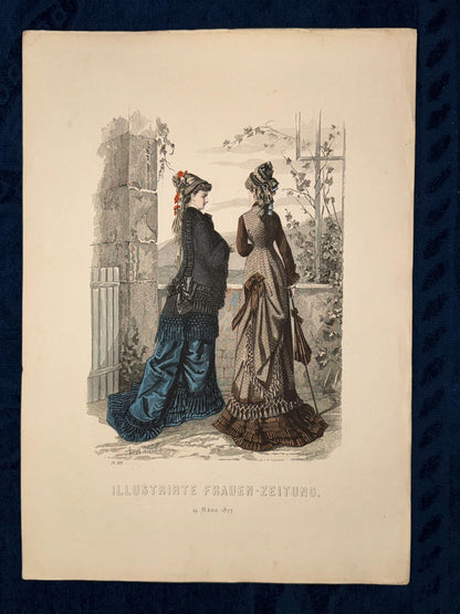 Original Mode Lithografie 1877 Frauen-Zeitung
