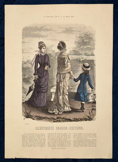 1879 Original Promenadenmode Lithografie Fashion