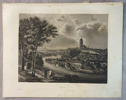 1858 BERN Schweiz Original Stadtansicht | Schweiz Historische Architektur Suisse Alpen