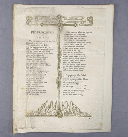 Franz Evers Die Prozession 1900 Original Jugendstil Druck | Art Nouveau Poesie