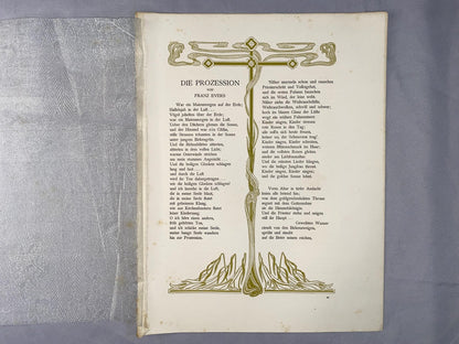 Franz Evers Die Prozession 1900 Original Jugendstil Druck | Art Nouveau Poesie