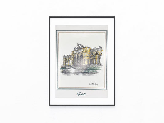 Gloriette Wien 1950 | Lithografie mit Passepartout Schloss Schönbrunn