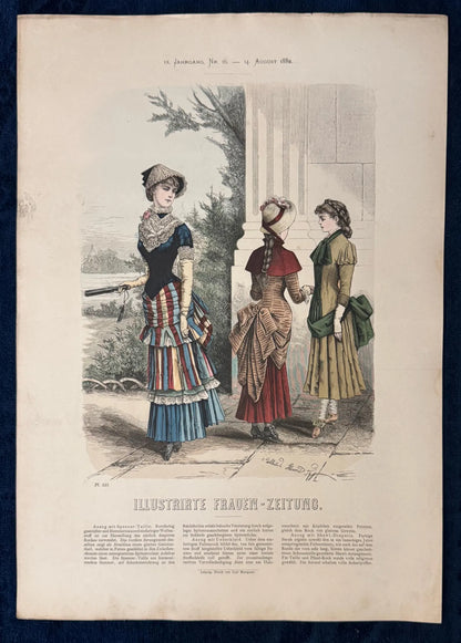 Original Mädchenmode Tafel 1882 | Vintage Modegrafik