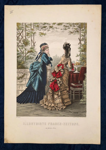Original Mode-Tafel 1875 Damenkleider Lithografie | Kein Nachdruck | Vintage