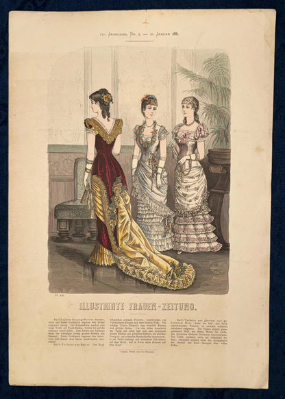 Original Ballkleider Mode 1881  Modeblatt Abendroben