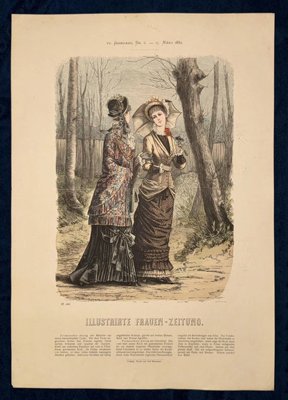 1880 Original Modegrafik Spaziermode Gründerzeit Fashion