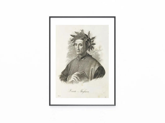1856 Dante Alighieri Original Stahlstich | Dichterporträt Inferno Hölle Göttliche Komödie