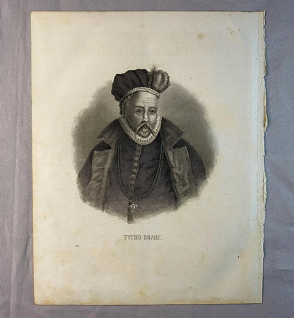 1856 Tycho Brahe Original Stahlstich | Astronomie Porträt Wissenschaft Universum