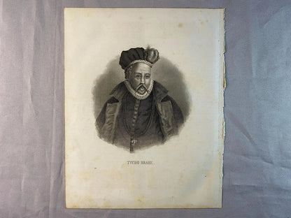 1856 Tycho Brahe Original Stahlstich | Astronomie Porträt Wissenschaft Universum