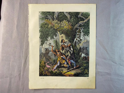 1858 Tomahawk Ureinwohner Amerika Original Indianer Angriff | Druck Nordamerika