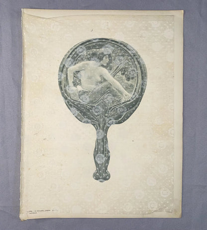 Jugendstil Original Ludwig Hofmann Studie 1900 | Akt Ornament Spiegelmotiv