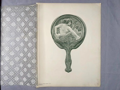 Jugendstil Original Ludwig Hofmann Studie 1900 | Akt Ornament Spiegelmotiv
