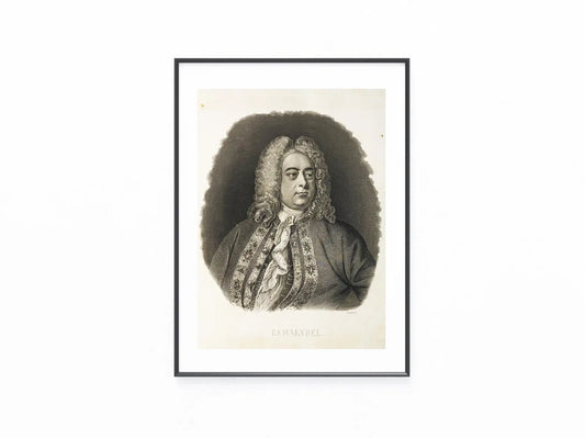 1856 Georg Friedrich Händel Original Stahlstich | Barockmusik Portrait Porträt Komponist