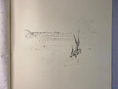 Original Druck Segelboot Küste 1900 | Küstenlandschaft im Jugendstil