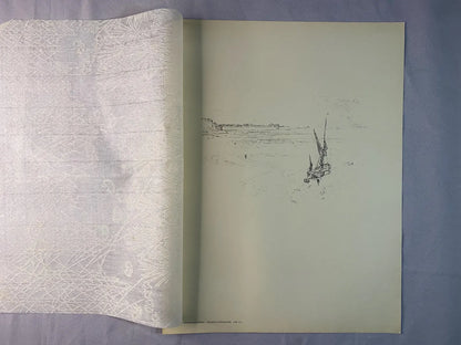 Original Druck Segelboot Küste 1900 | Küstenlandschaft im Jugendstil