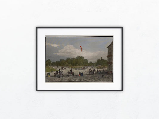 Wien Prater 1850 kolorierter Stahlstich | Eingang in den Prater | Österreich Leopoldstadt