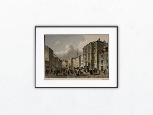 1830 Der Mehl-Markt in Wien Original Stahlstich | Alt-Wien Ansicht mit Passepartout