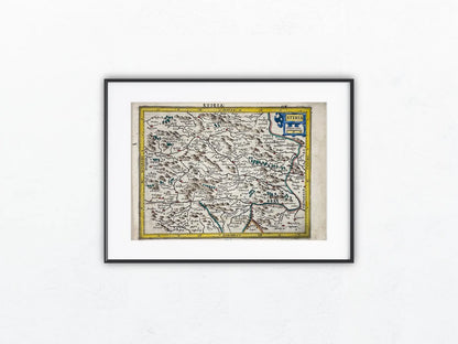 1610 Original Kupferstichkarte Stiria | Steiermark Landkarte koloriert | Kartografie Styria