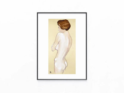 1951 Original Aktzeichnung | Weiblicher Rückenakt | Vintage Aktmalerei | Erotik Kunst