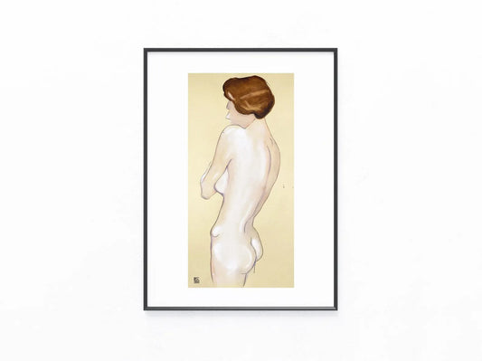 1951 Original Aktzeichnung | Weiblicher Rückenakt | Vintage Aktmalerei | Erotik Kunst