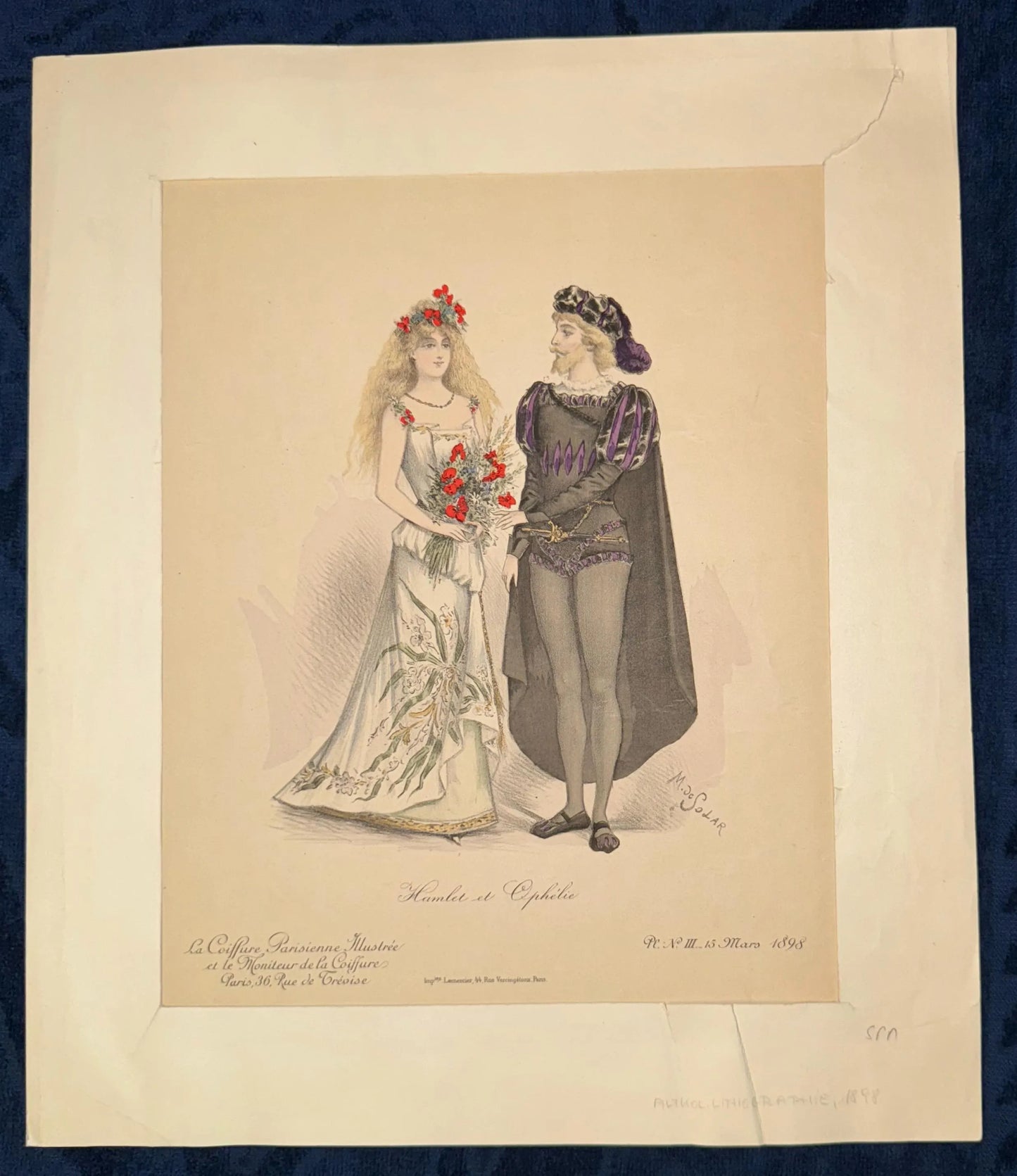 Original Hamlet & Ophélie Tafel 1898 Theaterkostüme