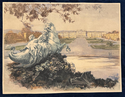 Original Schloss Schönbrunn Ansicht 1925 | Kolorierte Illustration