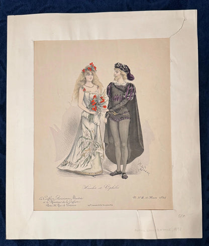 Original Hamlet & Ophélie Tafel 1898 Theaterkostüme