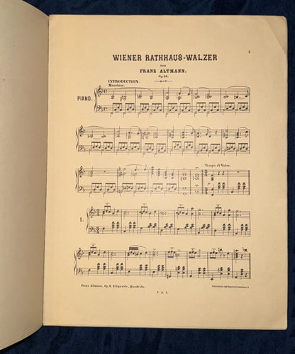 Original Wiener Rathaus-Walzer 1902 Notenheft mit Signatur
