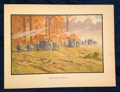 Original Druck 1915 Schwere Artillerie des Feldheeres
