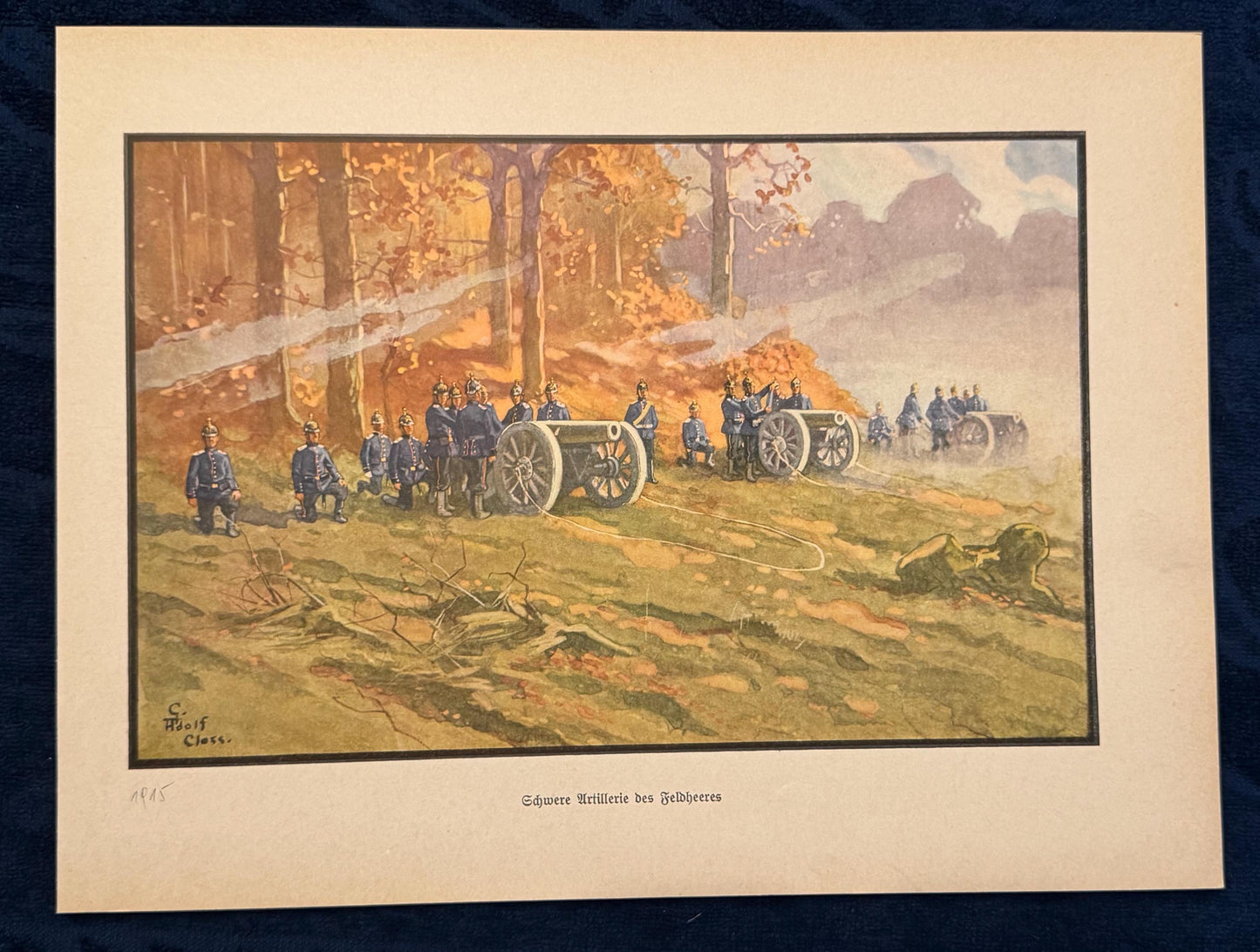 Original Druck 1915 Schwere Artillerie des Feldheeres